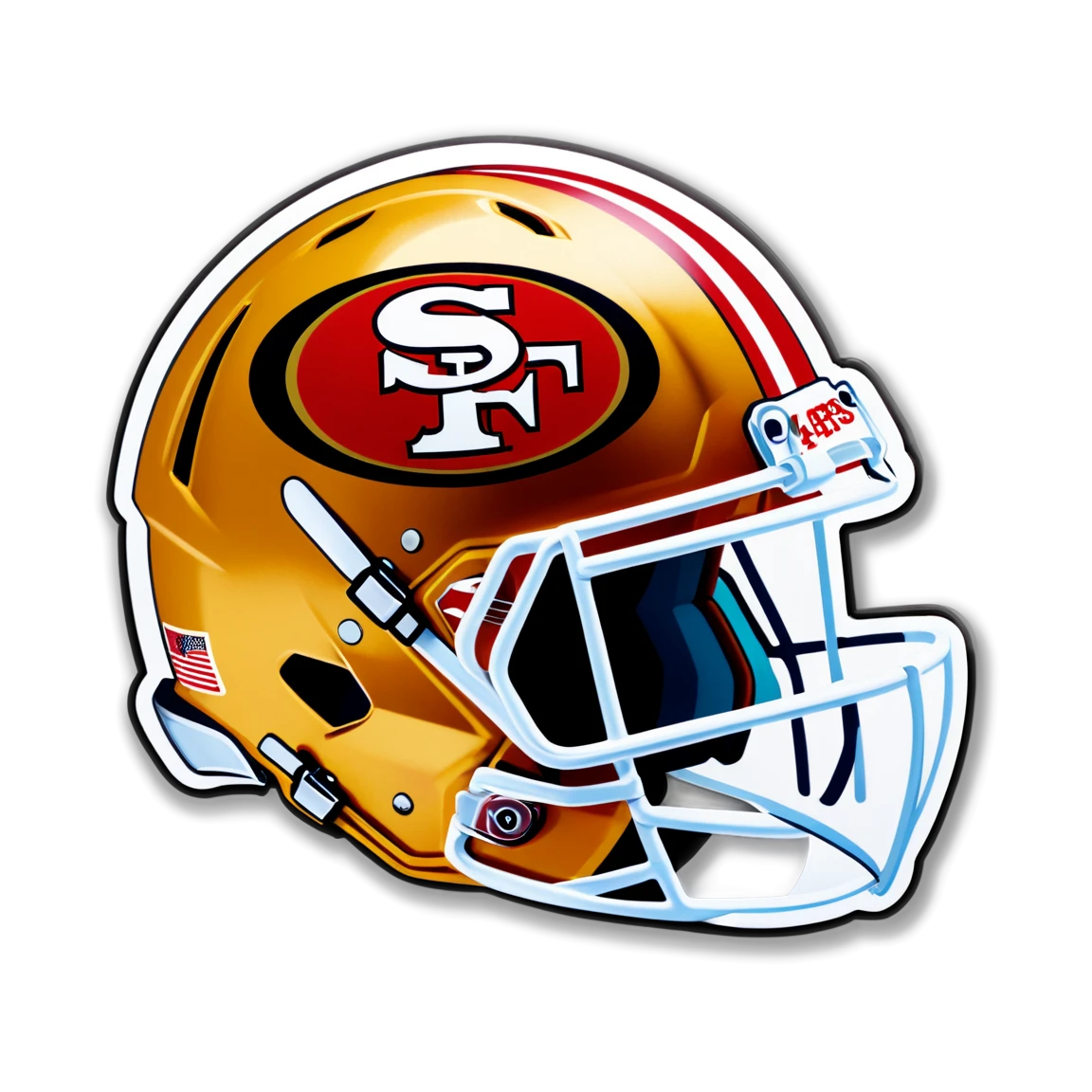 49ers wearing helmet, 49ers sticker