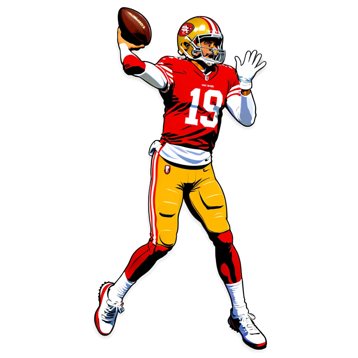 49ers throwing a pass, 49ers sticker