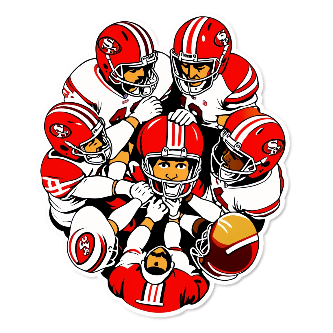 49ers in a huddle, 49ers sticker