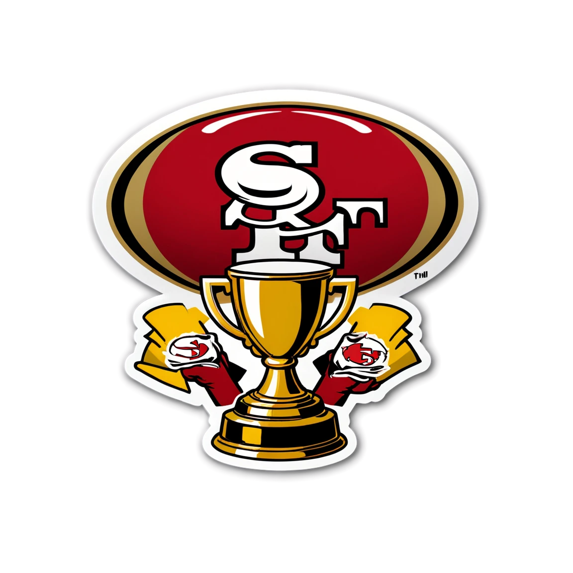 49ers with trophy, 49ers sticker