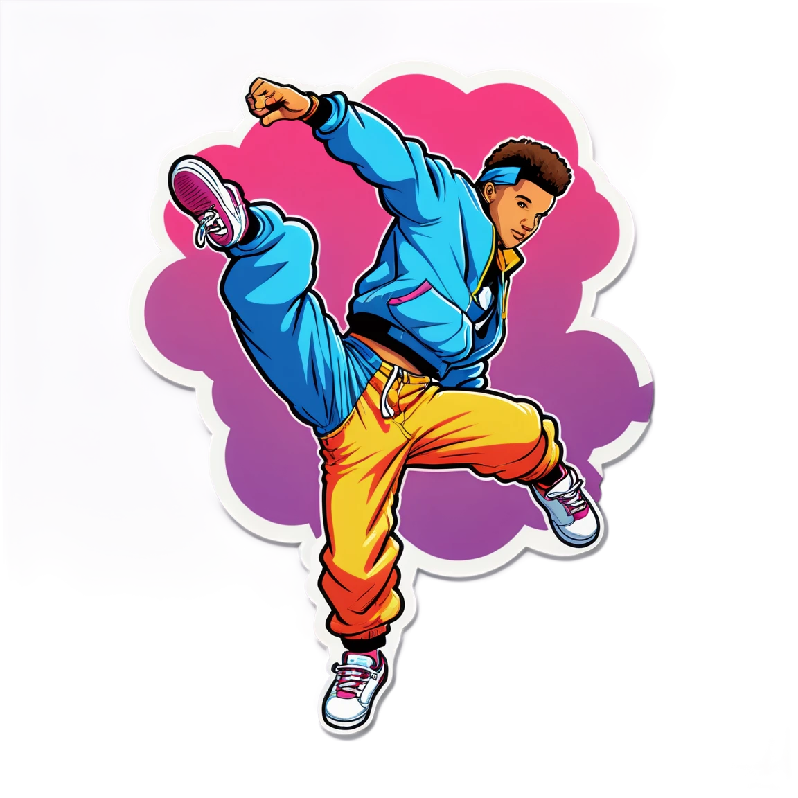 80s sticker with breakdancing