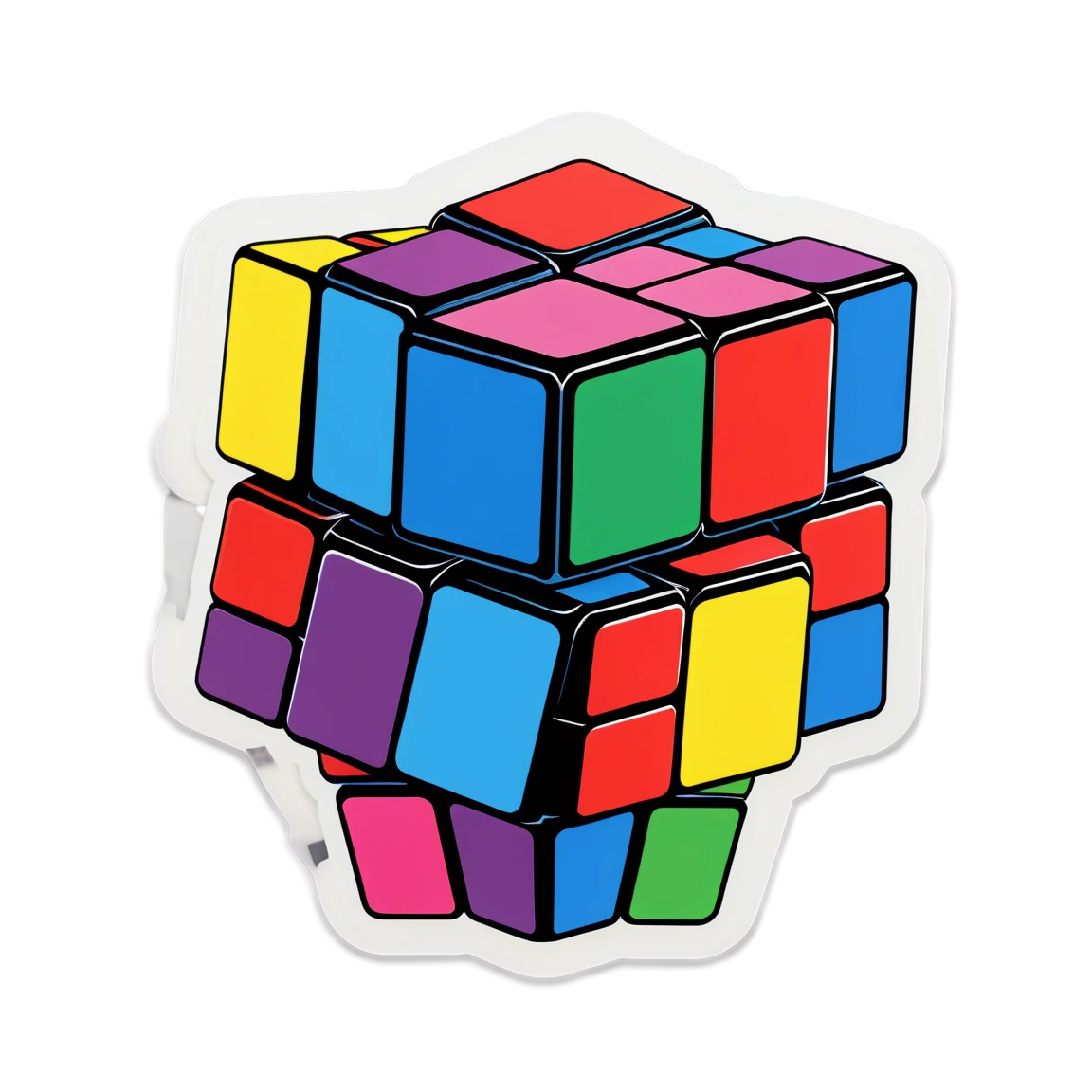 80s sticker with rubik's cube