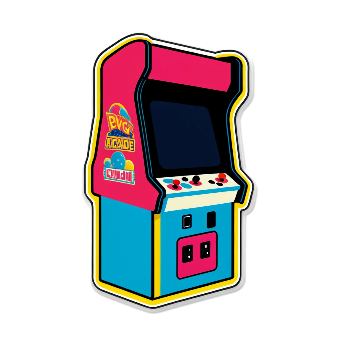 80s sticker with classic arcade games