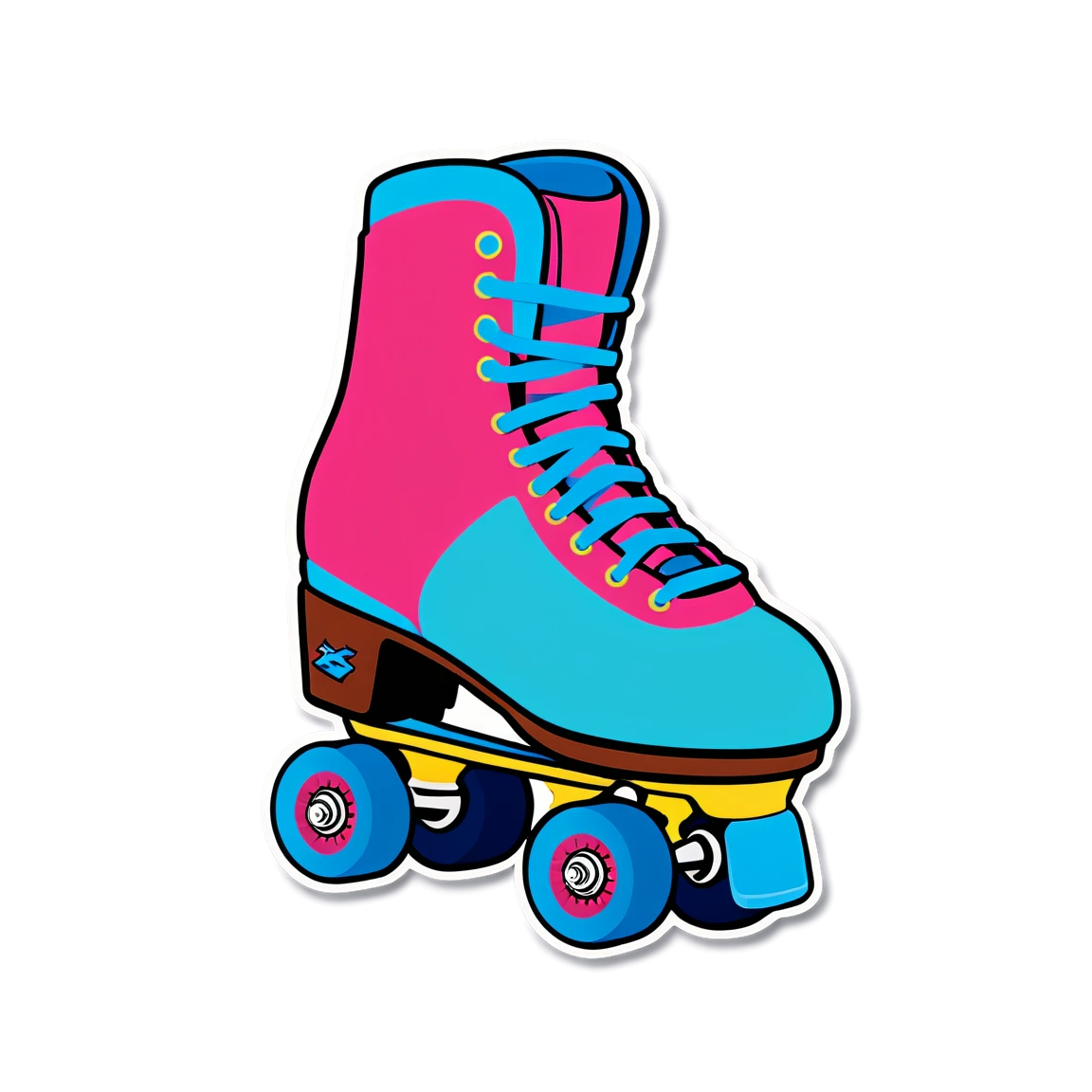 80s sticker with roller skates