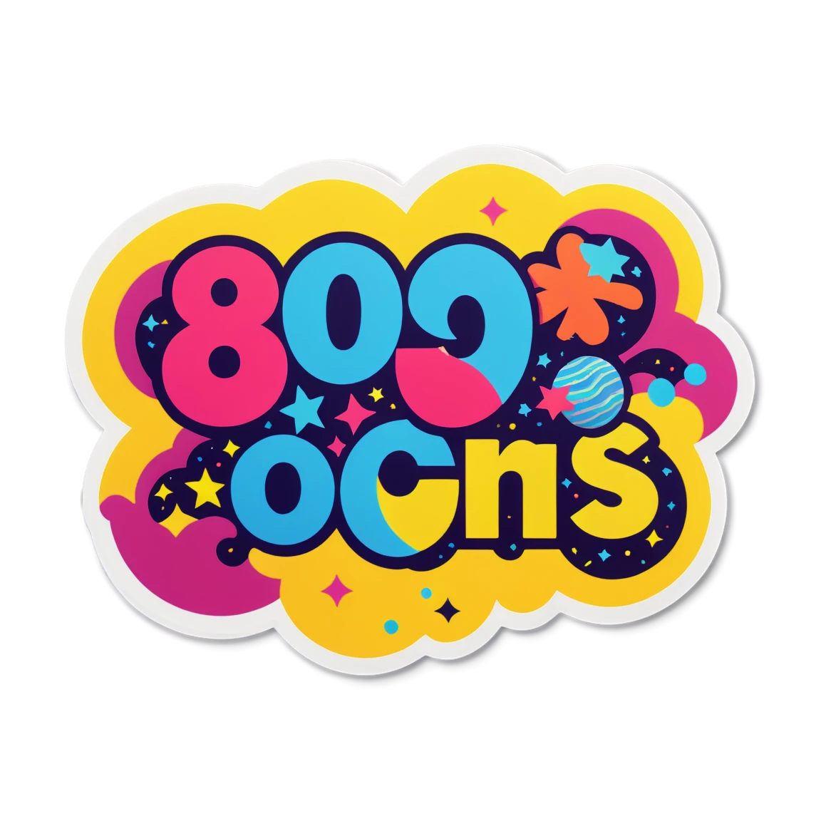 80s sticker with colorful patterns