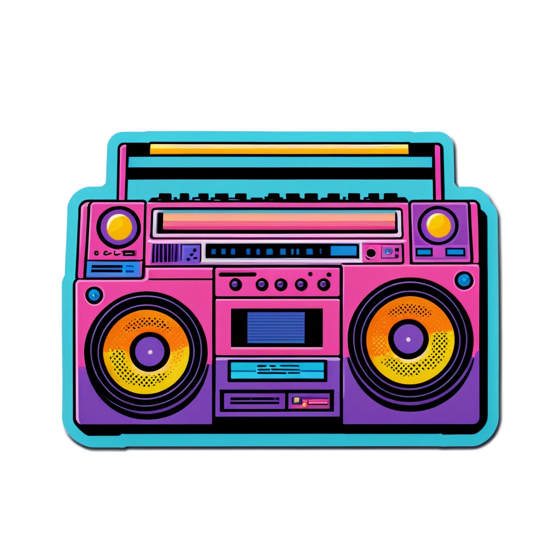 90s sticker with boombox