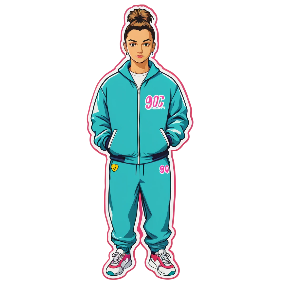 90s sticker with tracksuit