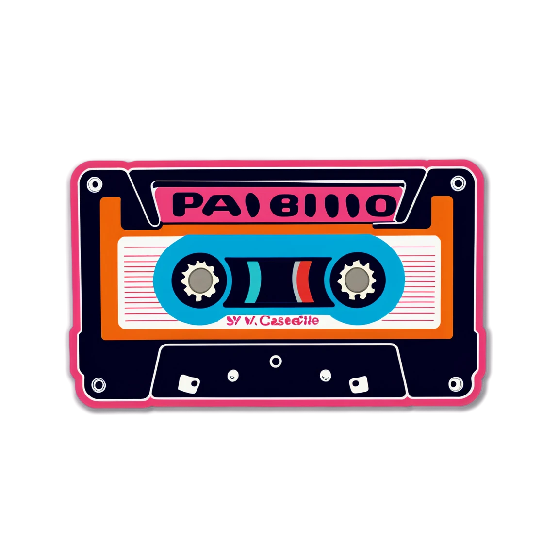 90s sticker with cassette tape