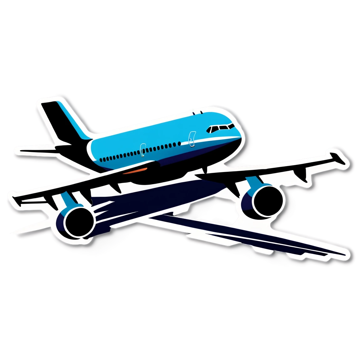 Airplane landing on runway, airplane sticker