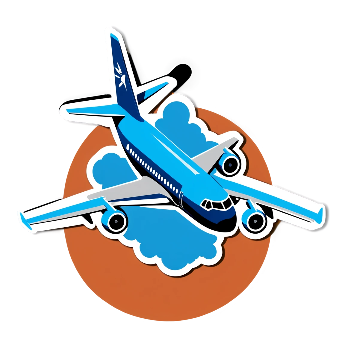 Airplane with blue paint, airplane sticker