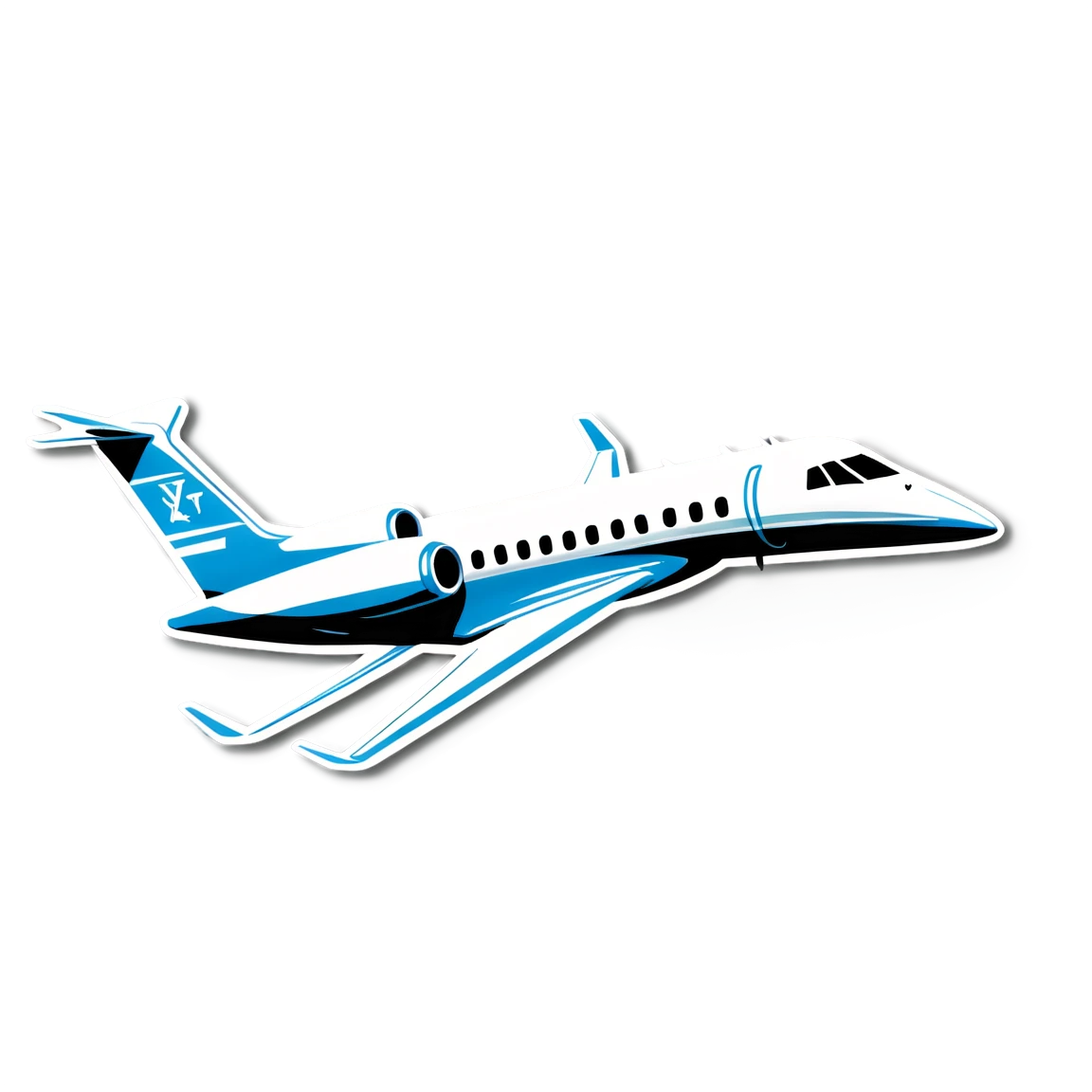 Private jet at airport, airplane sticker