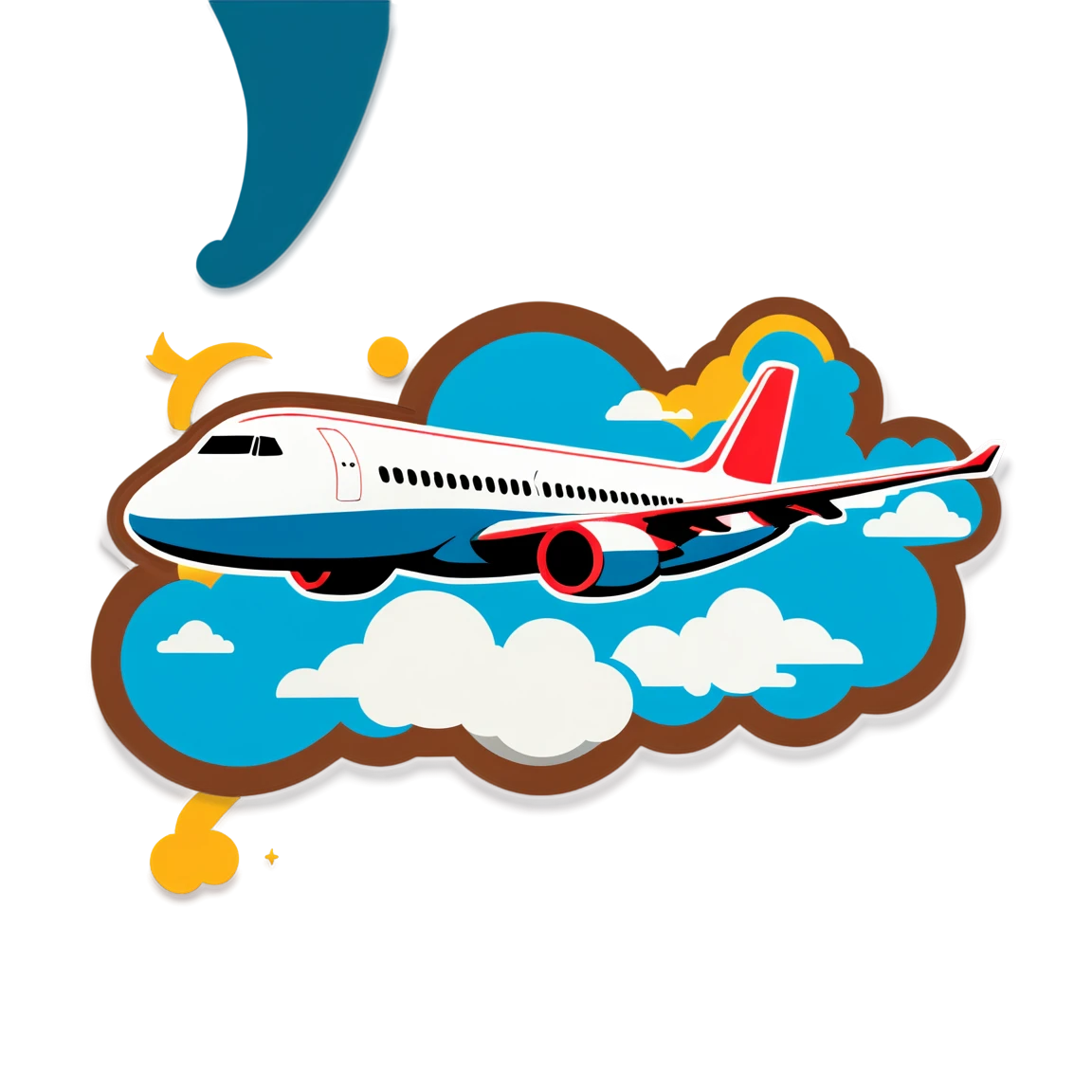 Airplane in the clouds, airplane sticker