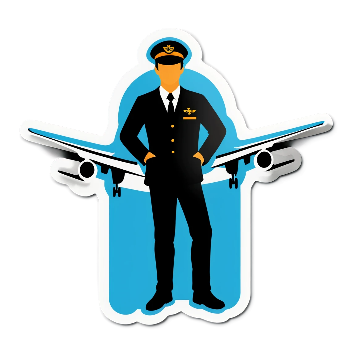 Airplane with pilot, airplane sticker