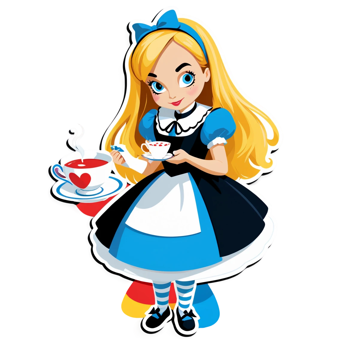 Alice in Wonderland holding teacup, Alice in Wonderland sticker