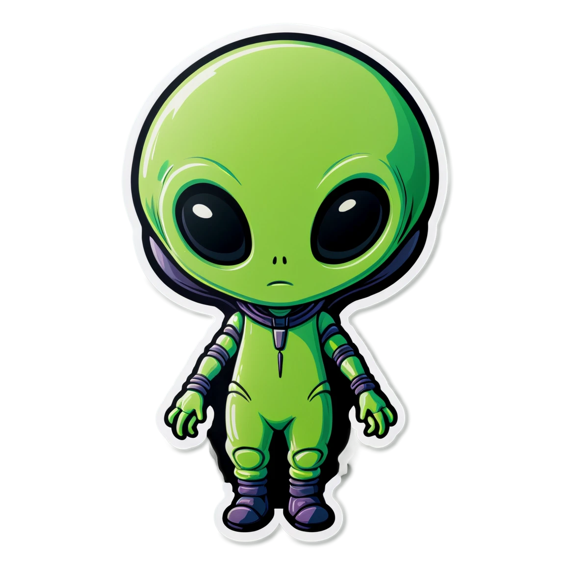 Alien with green skin, alien sticker