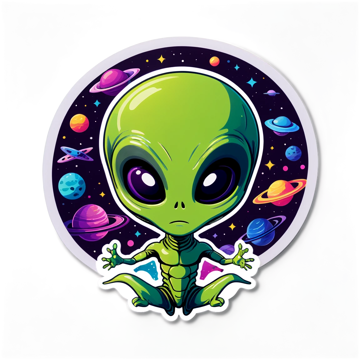 Alien in a galaxy, alien sticker