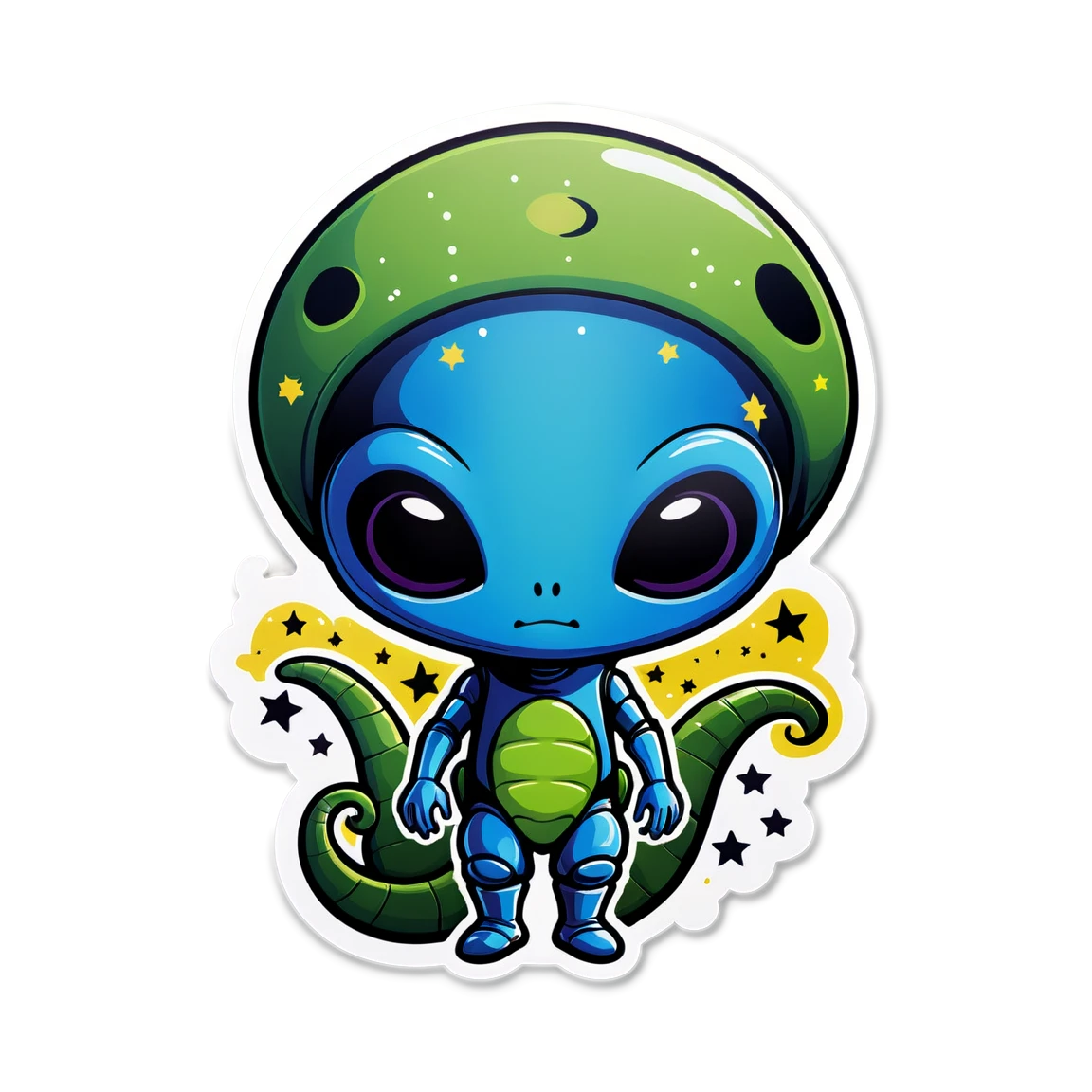 Alien with stars, alien sticker