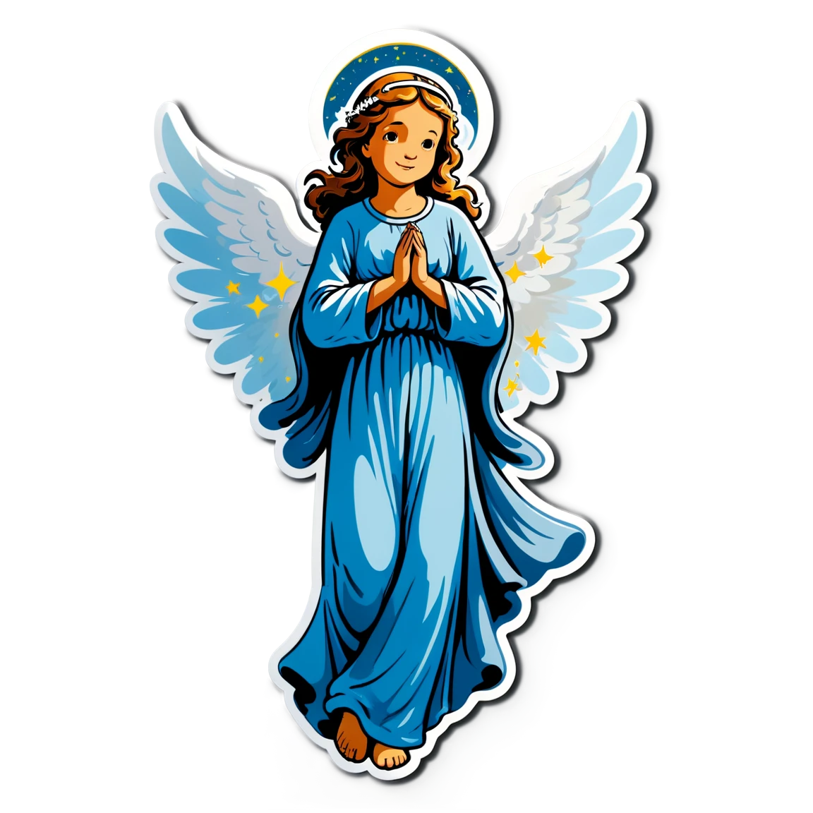 Angel with celestial background, angel sticker