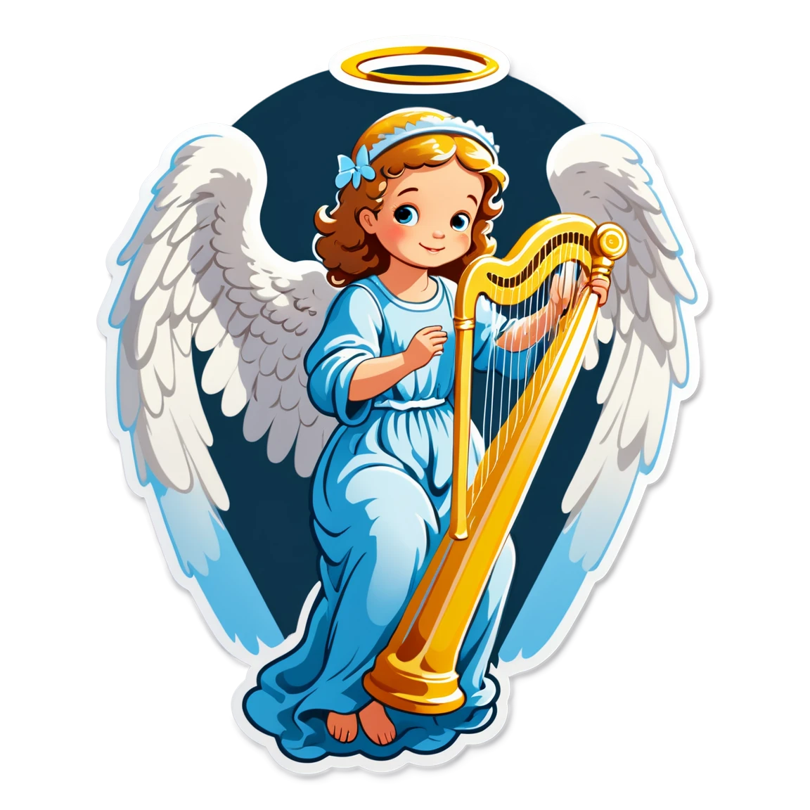 Angel with harp, angel sticker