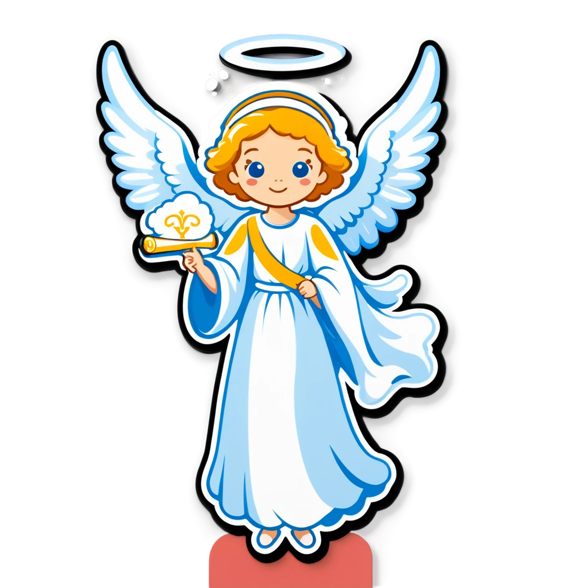 Angel with scroll, angel sticker