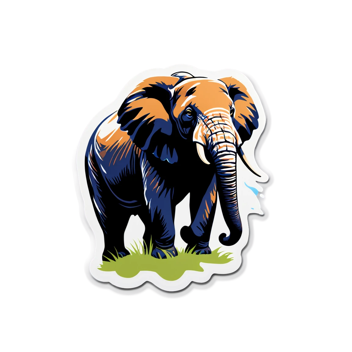 Elephant sticker, artistic sticker, animal sticker