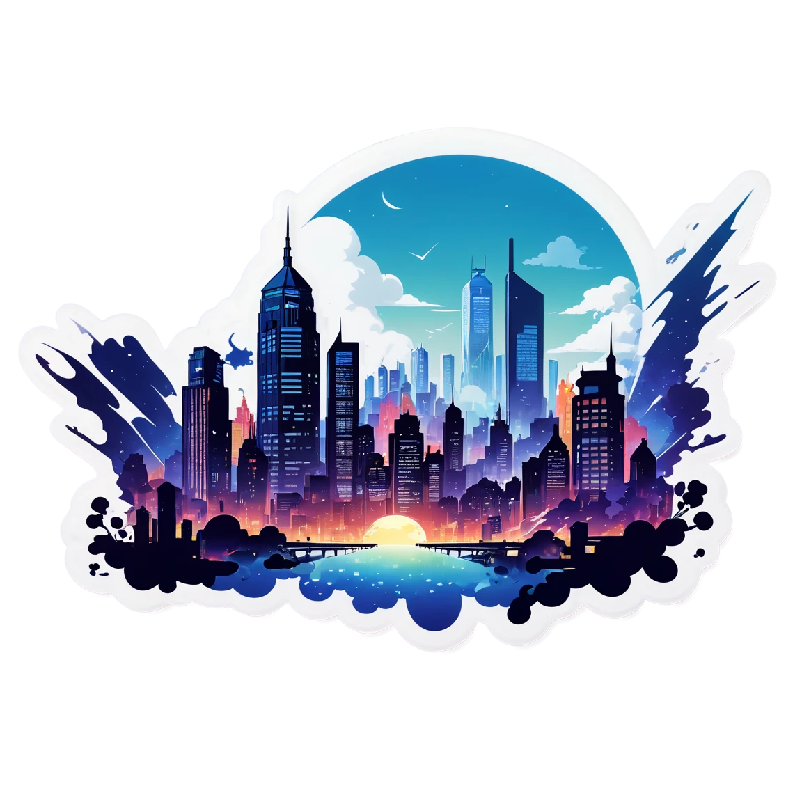 Anime city, anime sticker