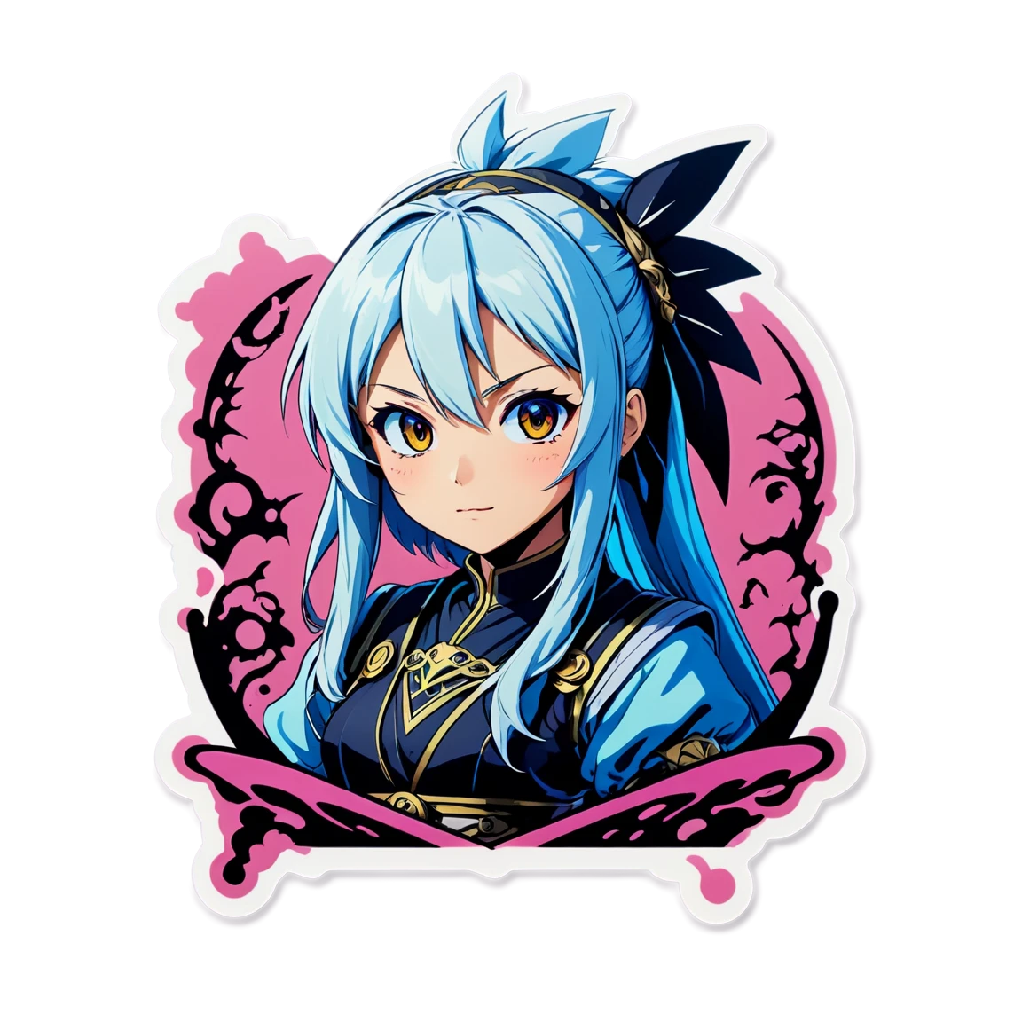 Anime girl sticker, anime with blue hair, anime sticker