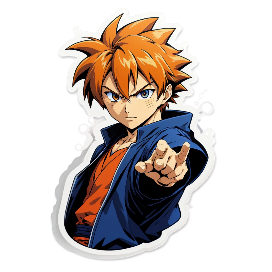 Anime hero, anime readhead hero, hero coat, anime sticker