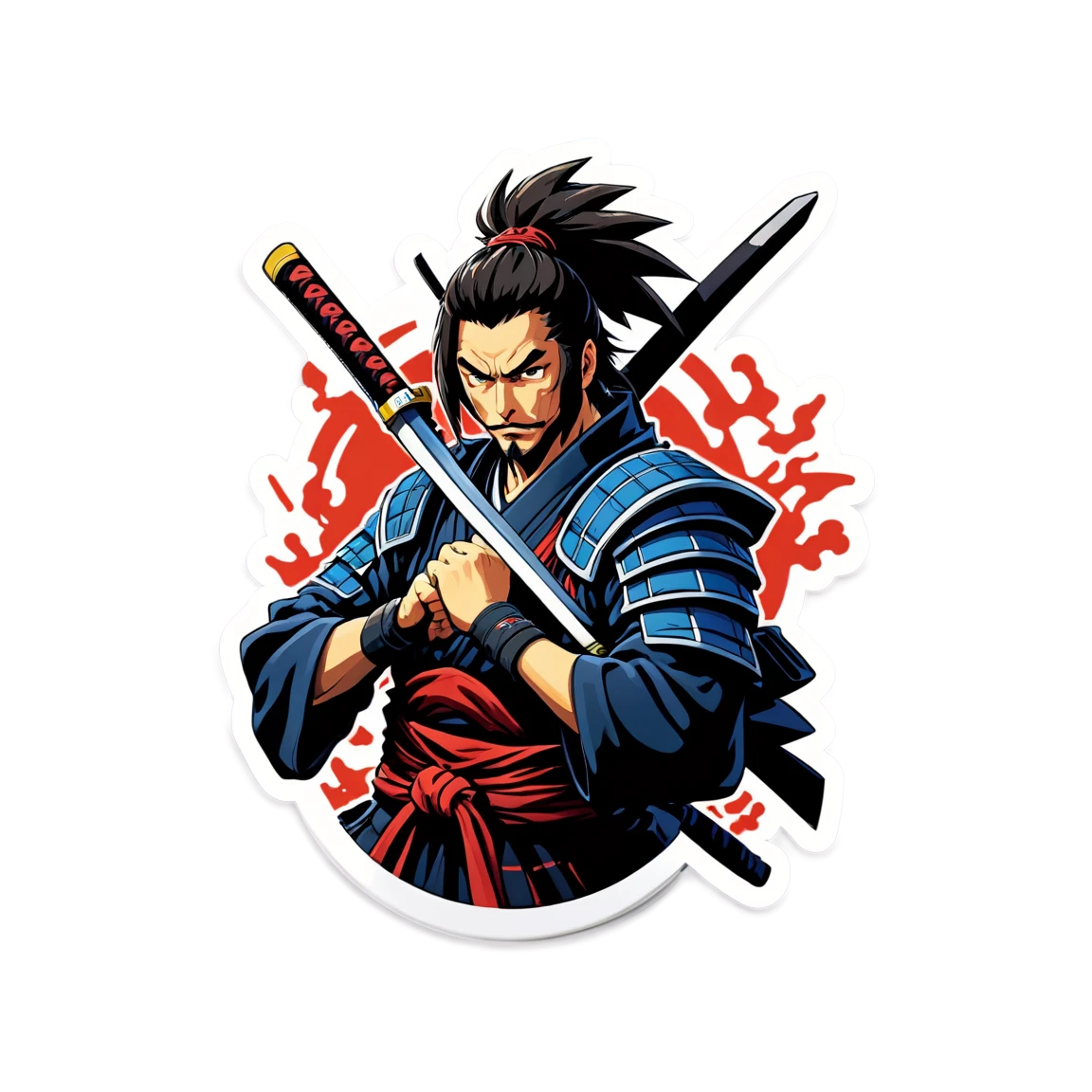 Samurai sticker, anime samurai, anime sticker