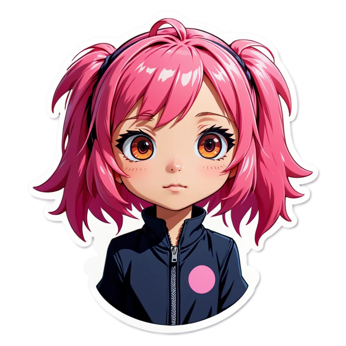 Anime girl with pink hair, anime girl sticker