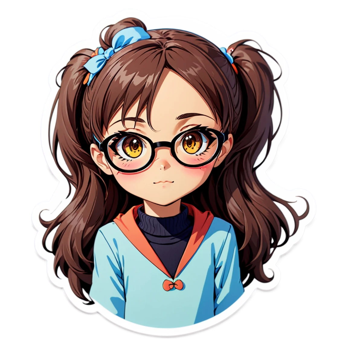 Anime girl wearing glasses, anime girl sticker