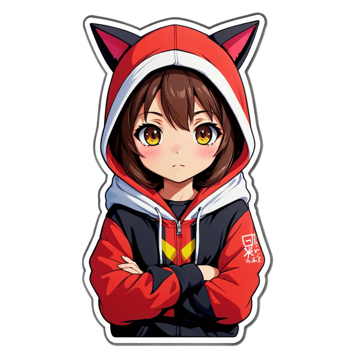 Anime girl wearing a hoodie, anime girl sticker