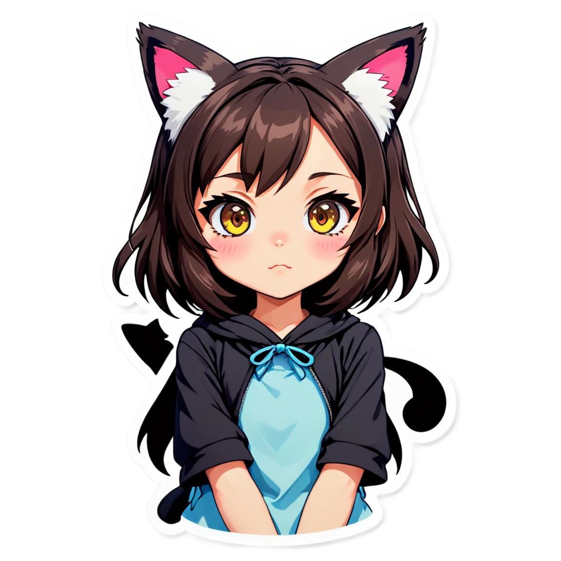 Anime girl with cat ears, anime girl sticker