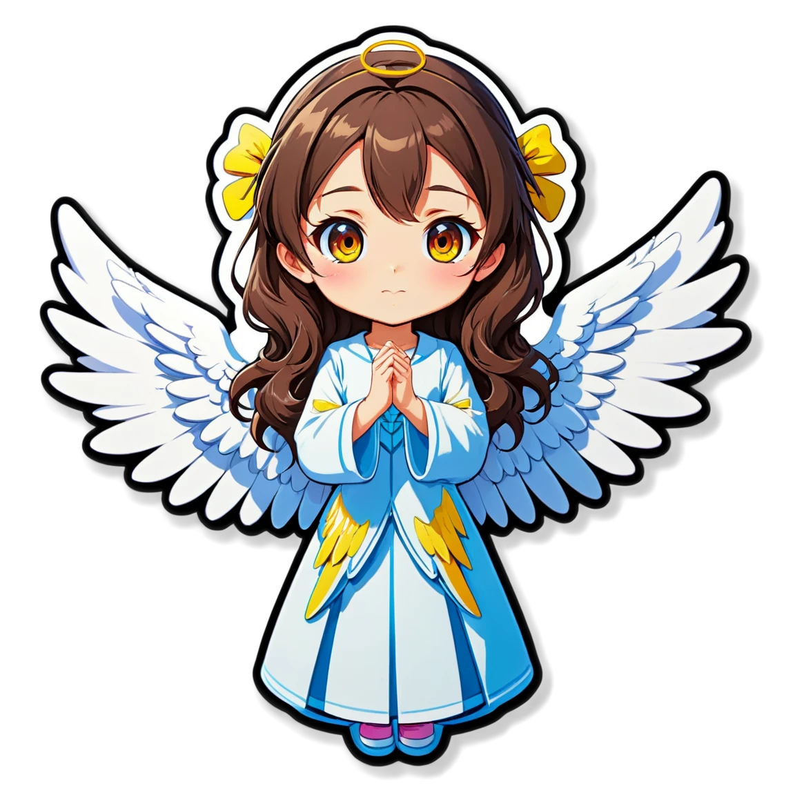 Anime girl with angel wings, anime girl sticker