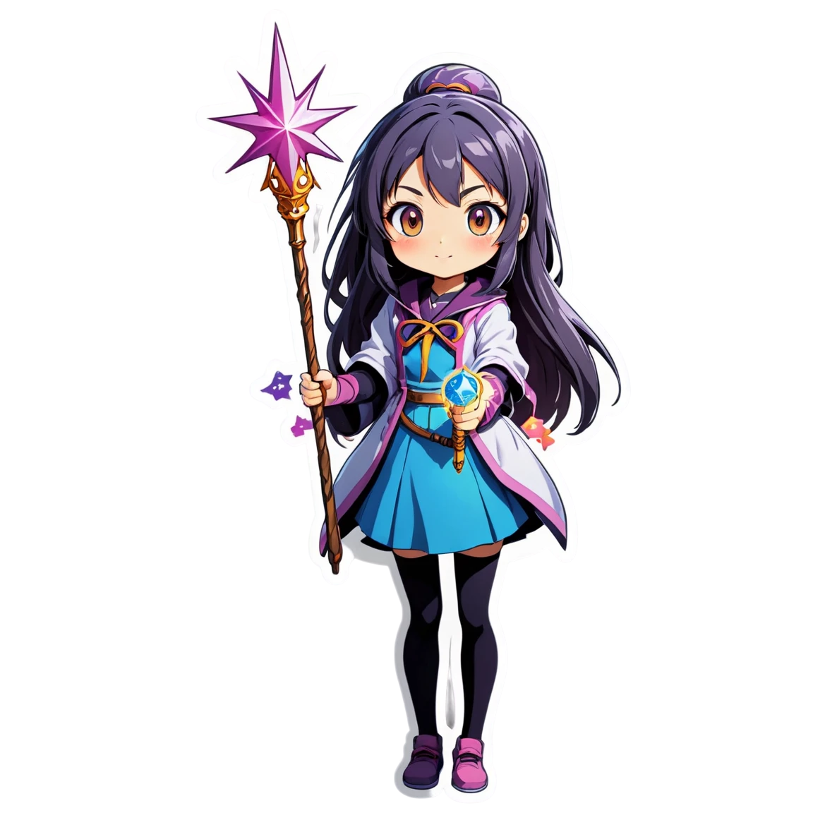 Anime girl holding a magical staff, anime girl sticker