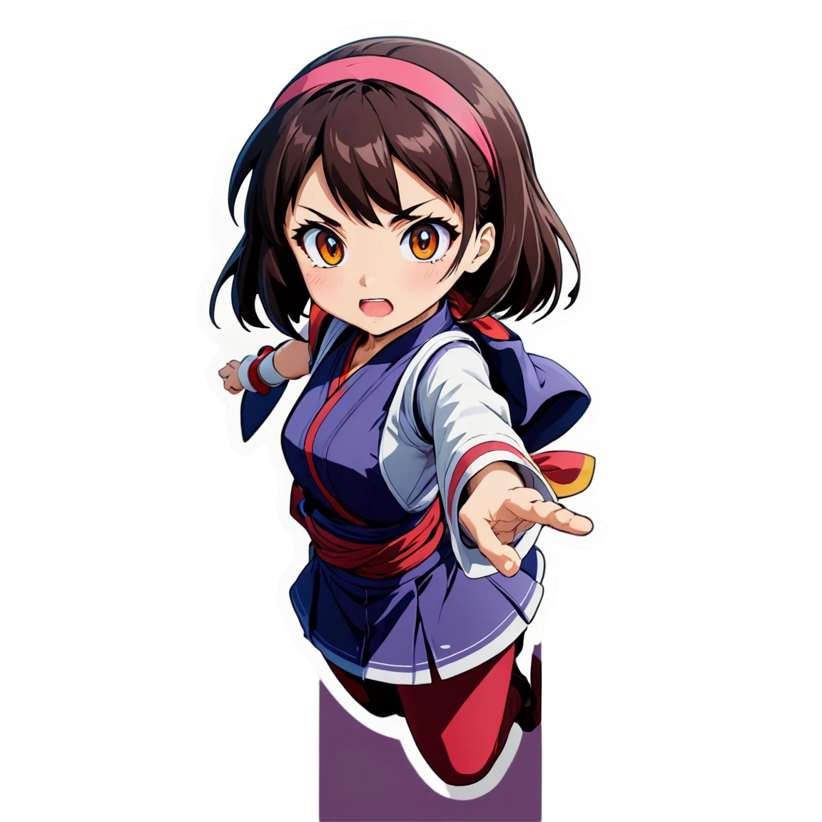 Anime girl in a battle pose, anime girl sticker