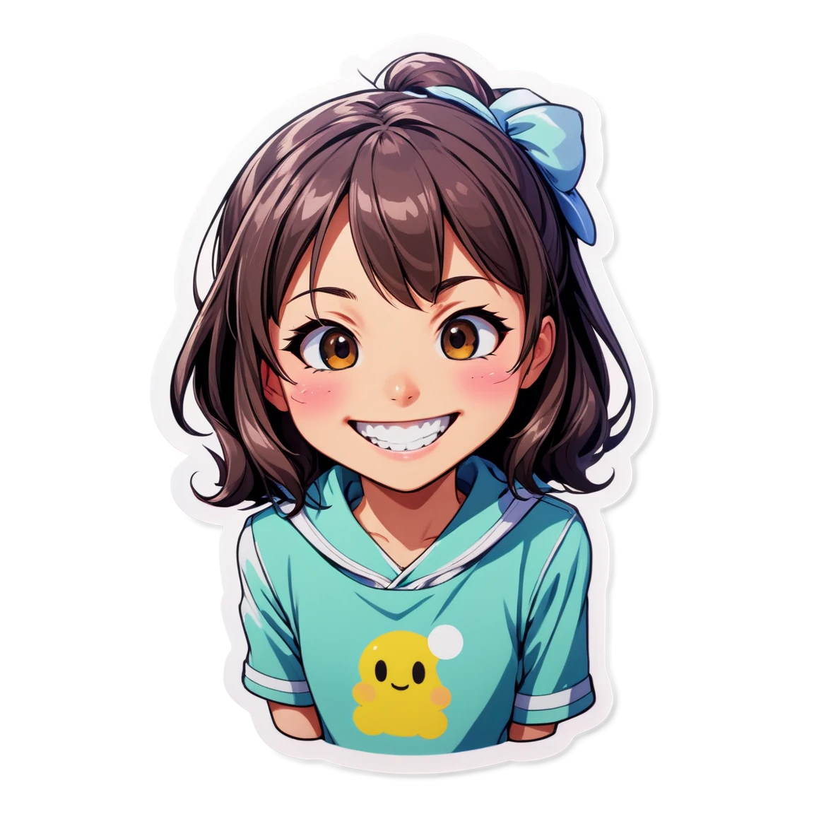 Anime girl with a big smile, anime girl sticker