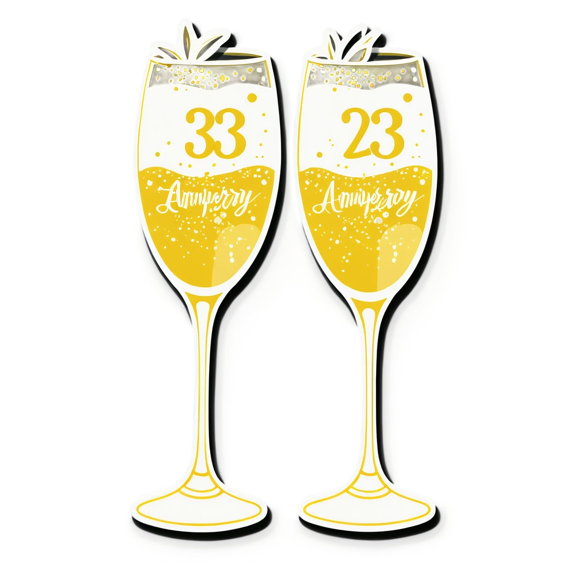 Anniversary champagne glasses sticker