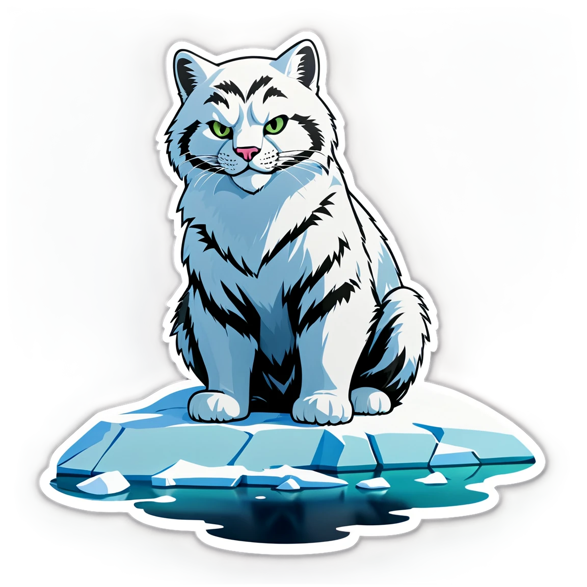 Striped cat sticker, arctic cat sticker