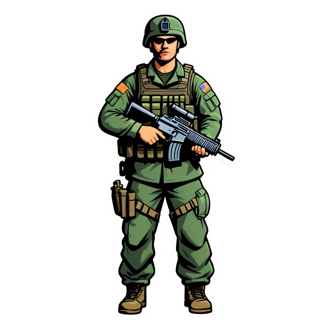 Army sticker, in combat gear, military sticker