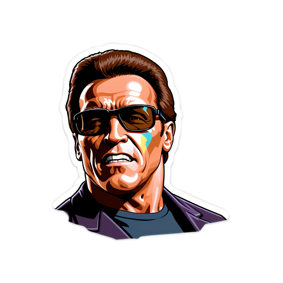 Arnold Schwarzenegger wearing sunglasses, movie star sticker, Arnold Schwarzenegger sticker