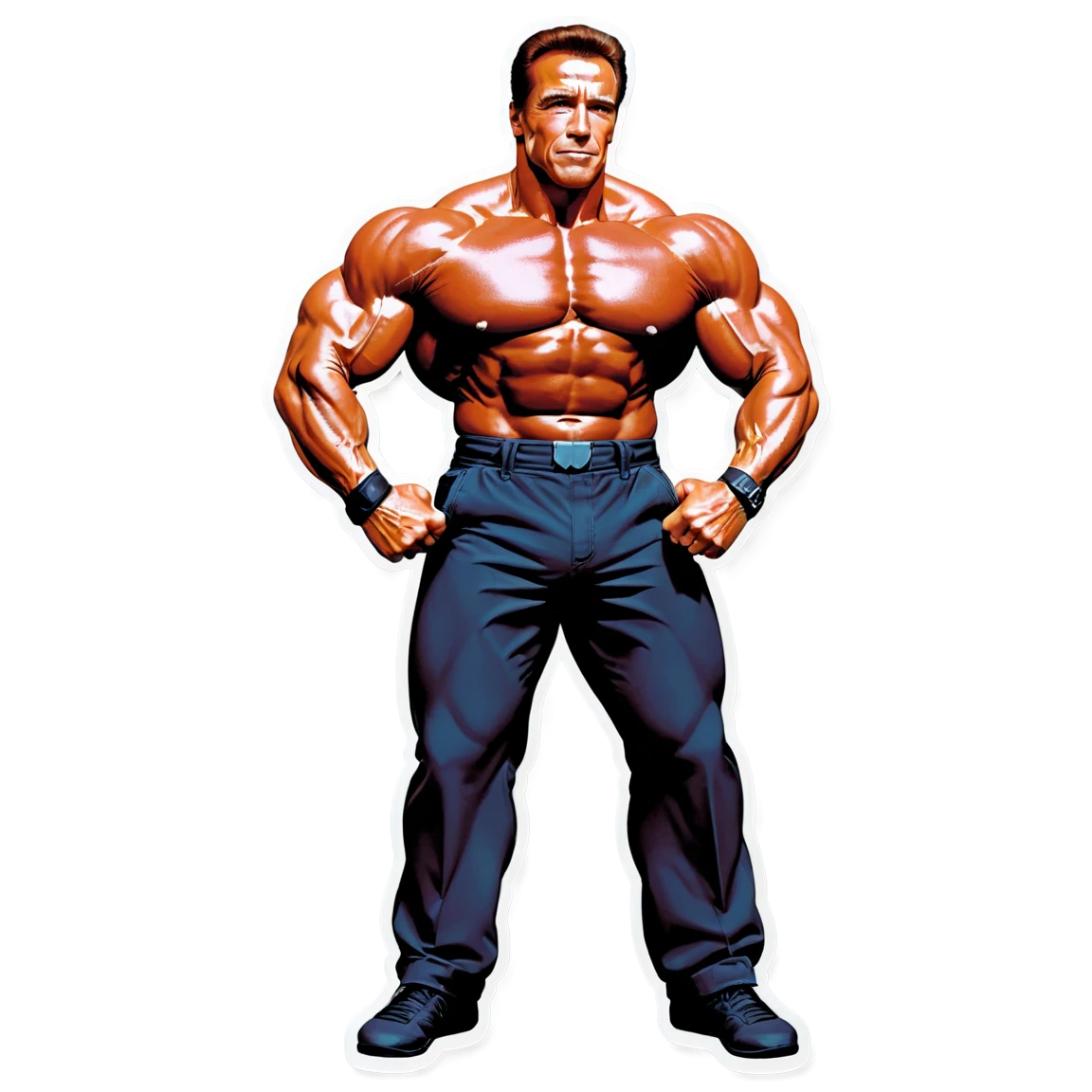 Arnold Schwarzenegger in a bodybuilding pose, fitness icon, Arnold Schwarzenegger sticker