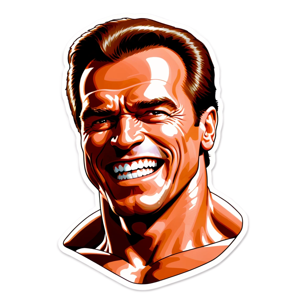 Arnold Schwarzenegger smiling, happy mood, Arnold Schwarzenegger sticker