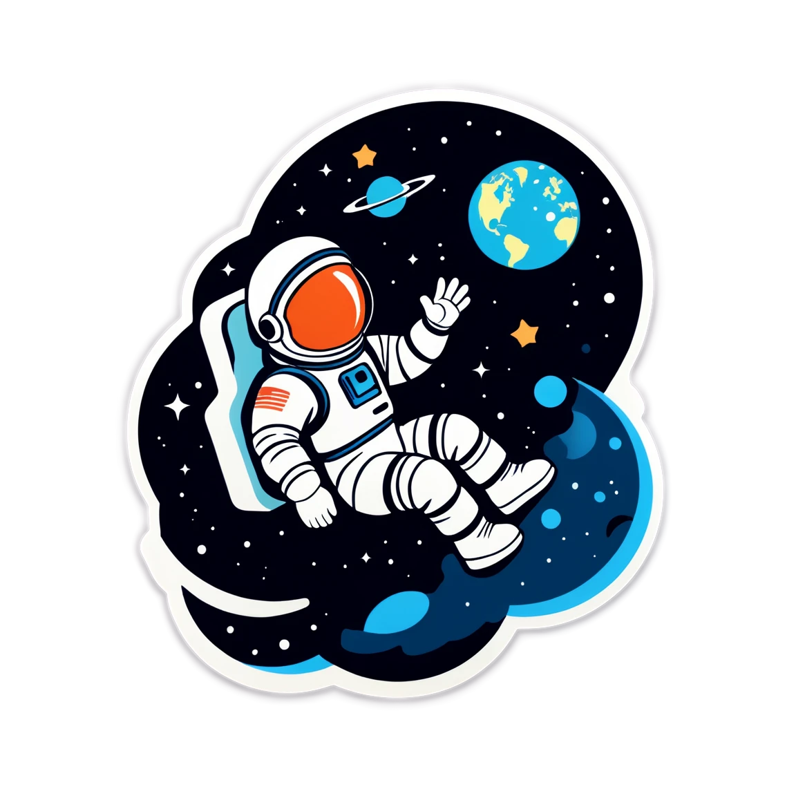 Astronaut on a planet, astronaut sticker