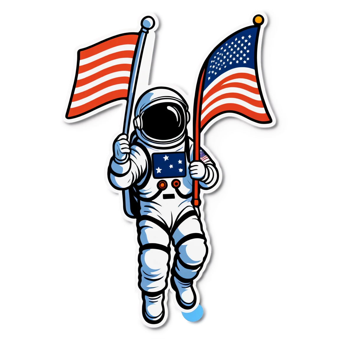 Astronaut holding flag, astronaut sticker