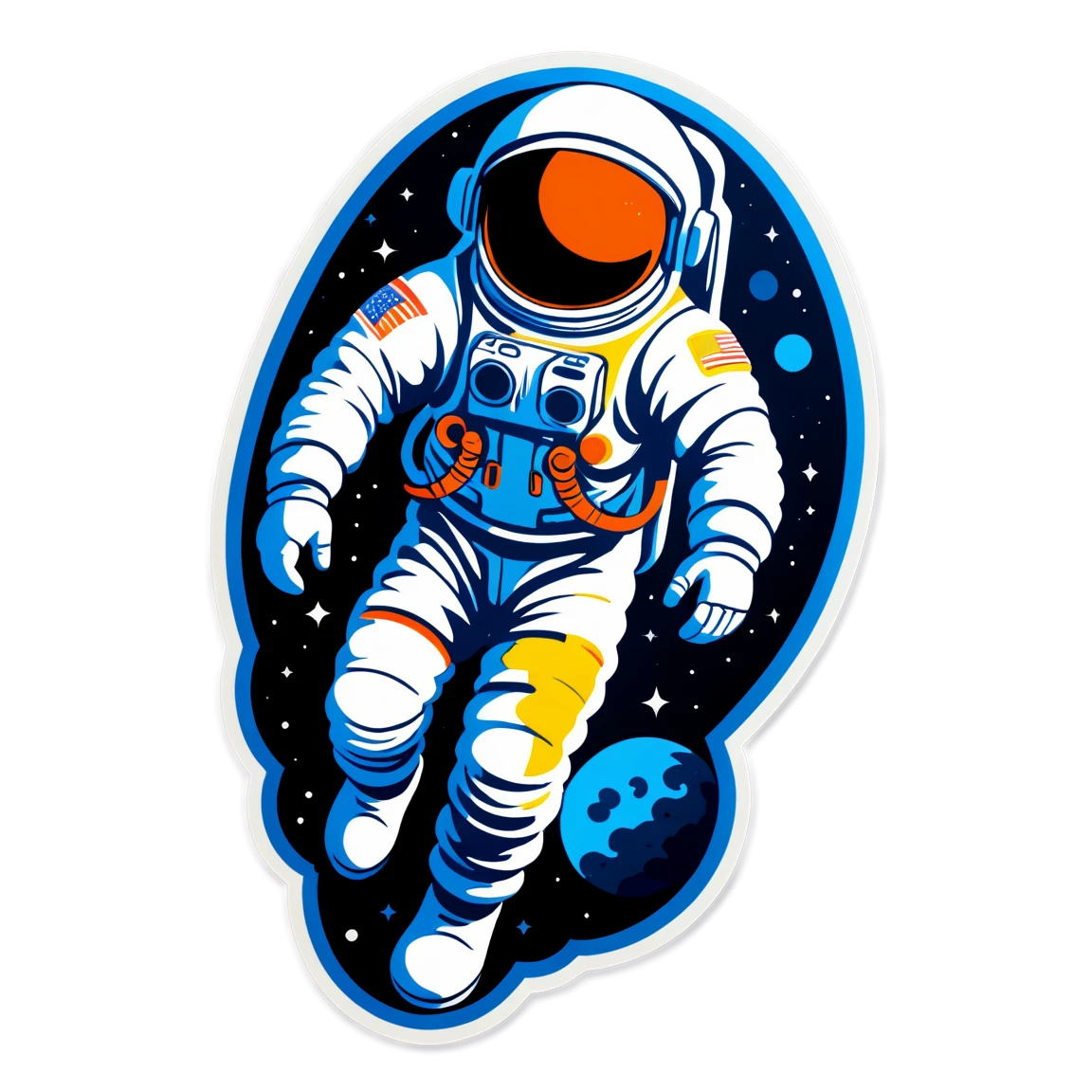 Astronaut on the moon, astronaut sticker