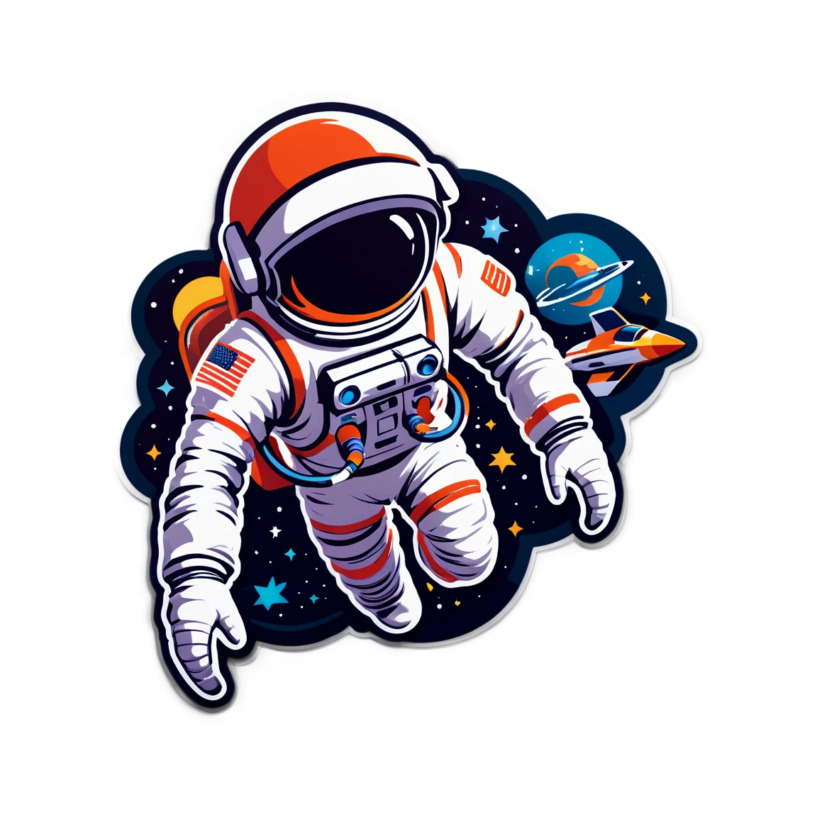 Astronaut with spaceship, astronaut sticker