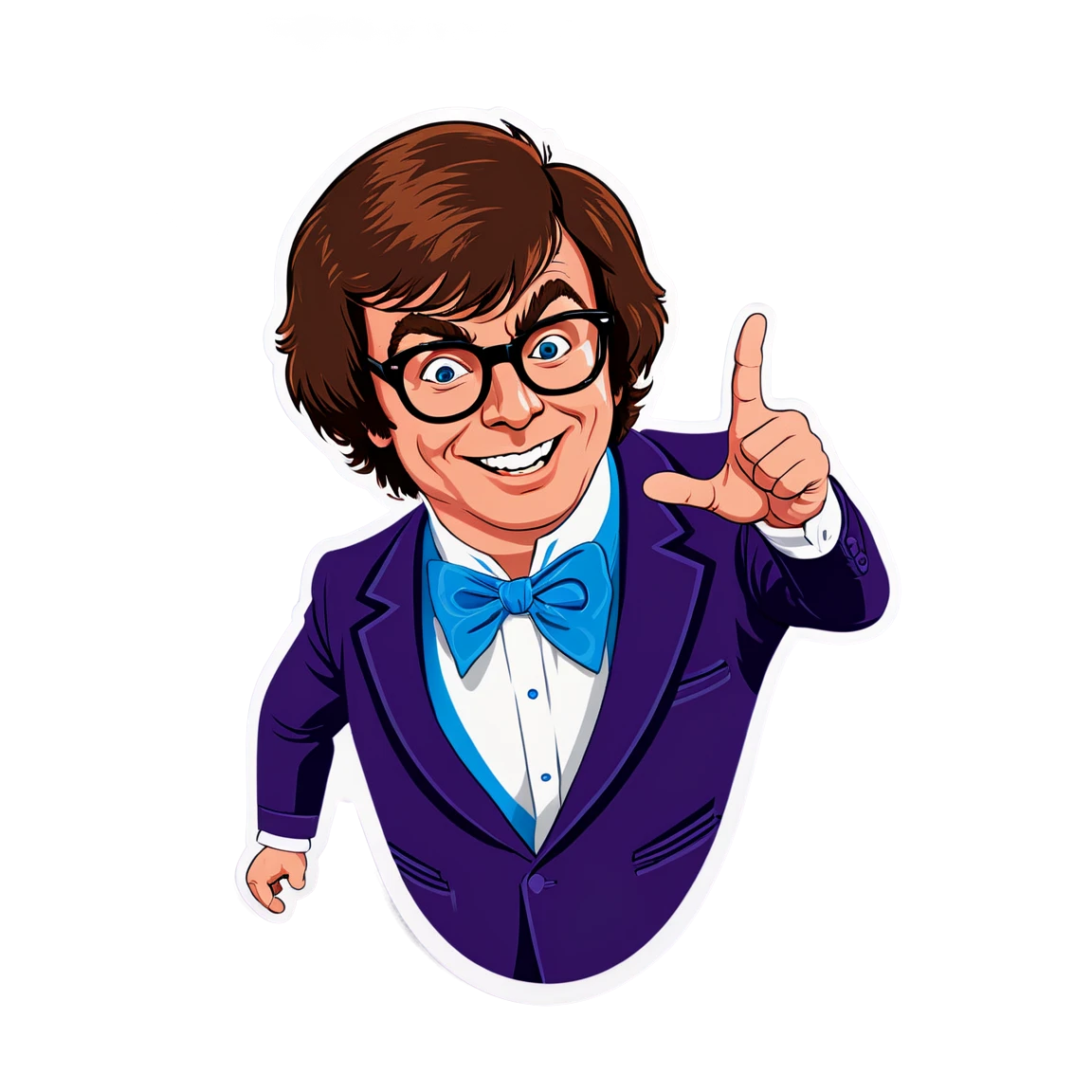 Austin Powers with glasses, humor sticker, Austin Powers sticker