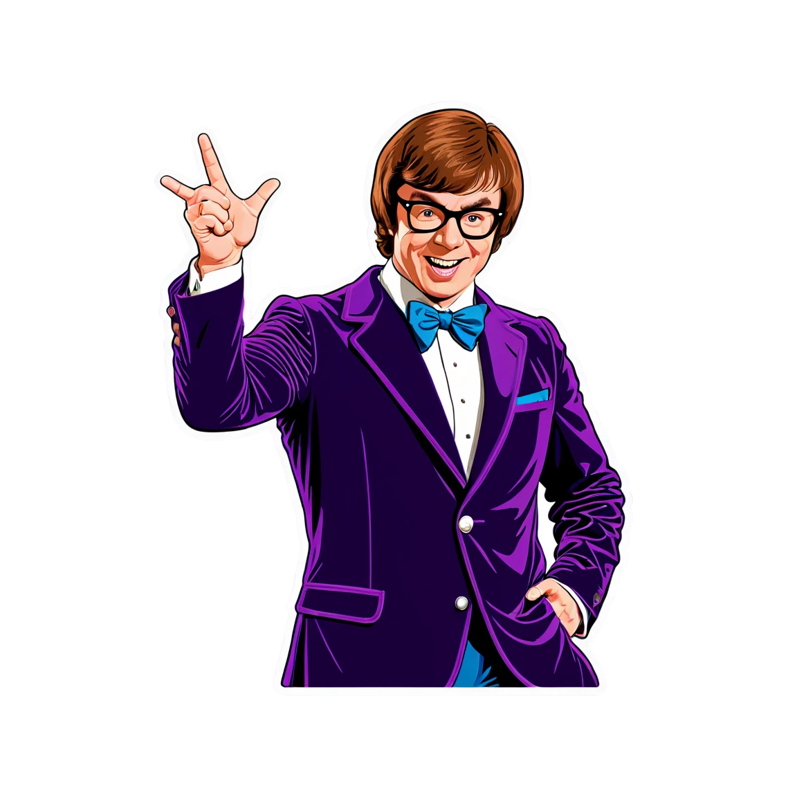 Austin Powers with a groovy background, humor sticker, Austin Powers sticker