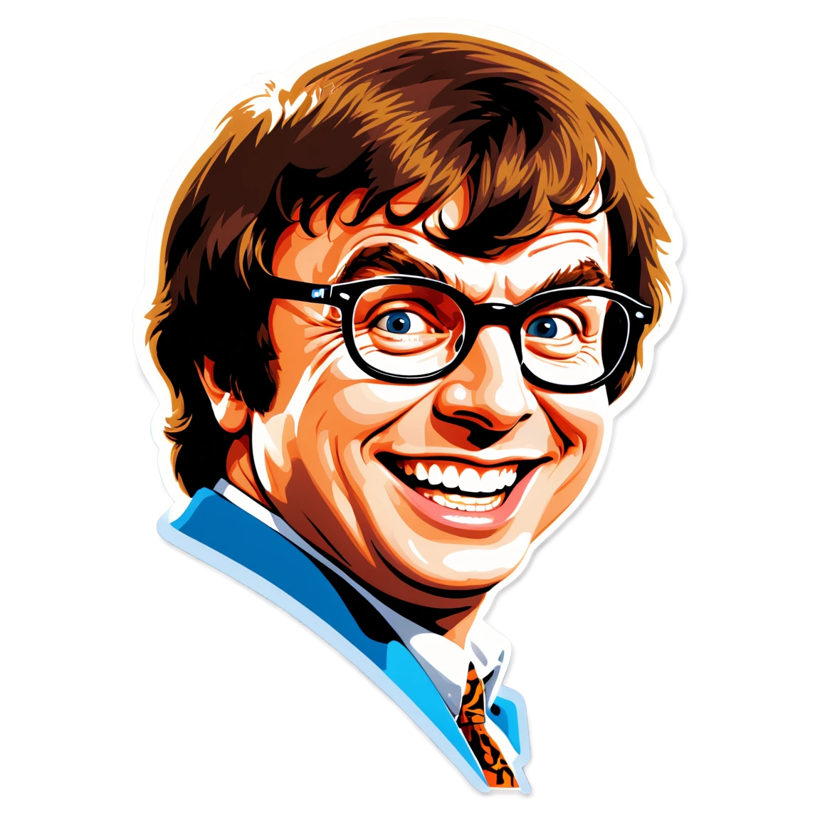 Austin Powers smiling, humor sticker, Austin Powers sticker